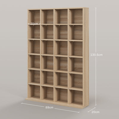 HOMCOM CD Storage Unit with Adjustable Shelves, 89 x 130.5 cm, Nature Wood Finish 