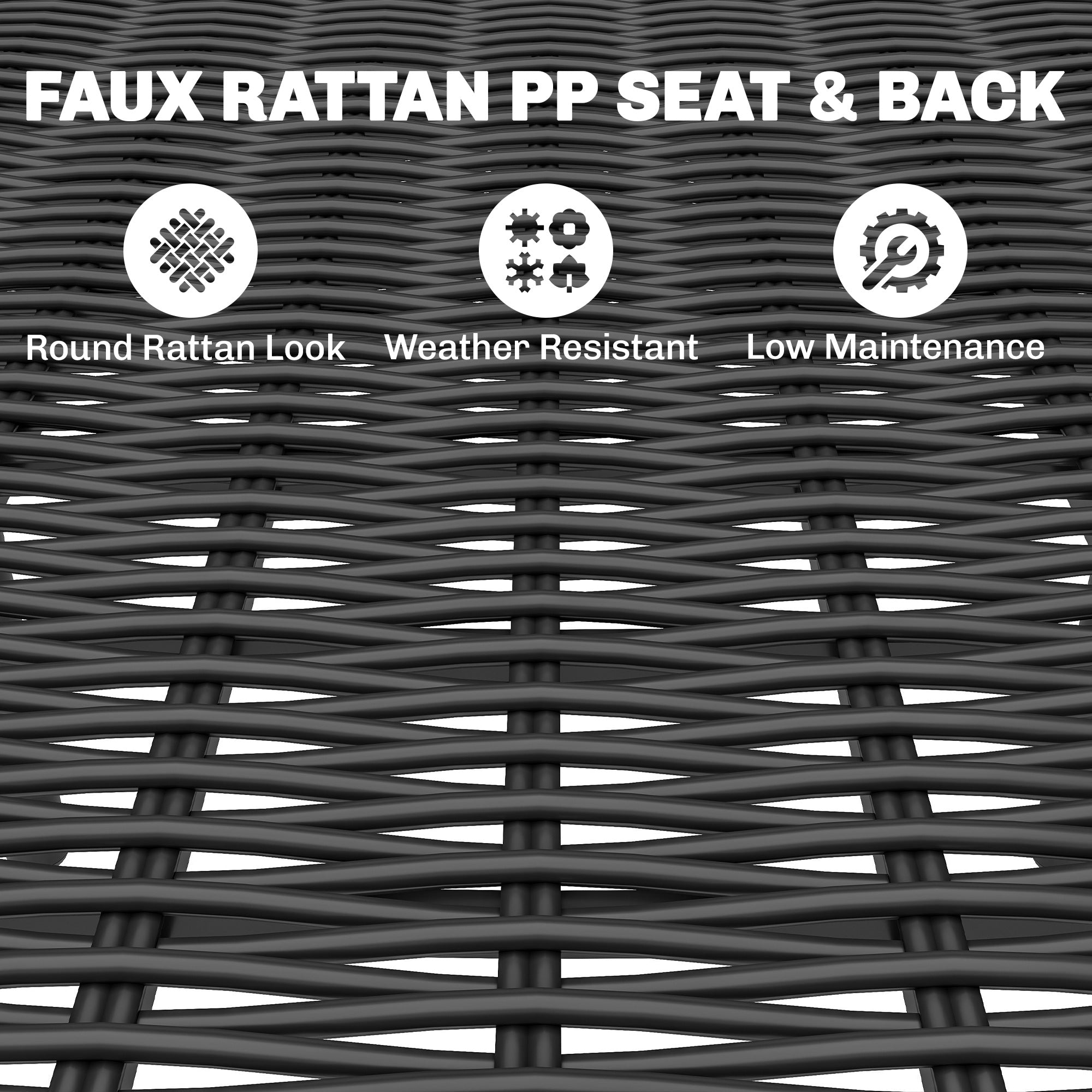 Outsunny Garden Dining Set for 6, Faux Wood Metal Outdoor Table and Stackable Chairs with Plastic Rattan Effect Seat, Black 