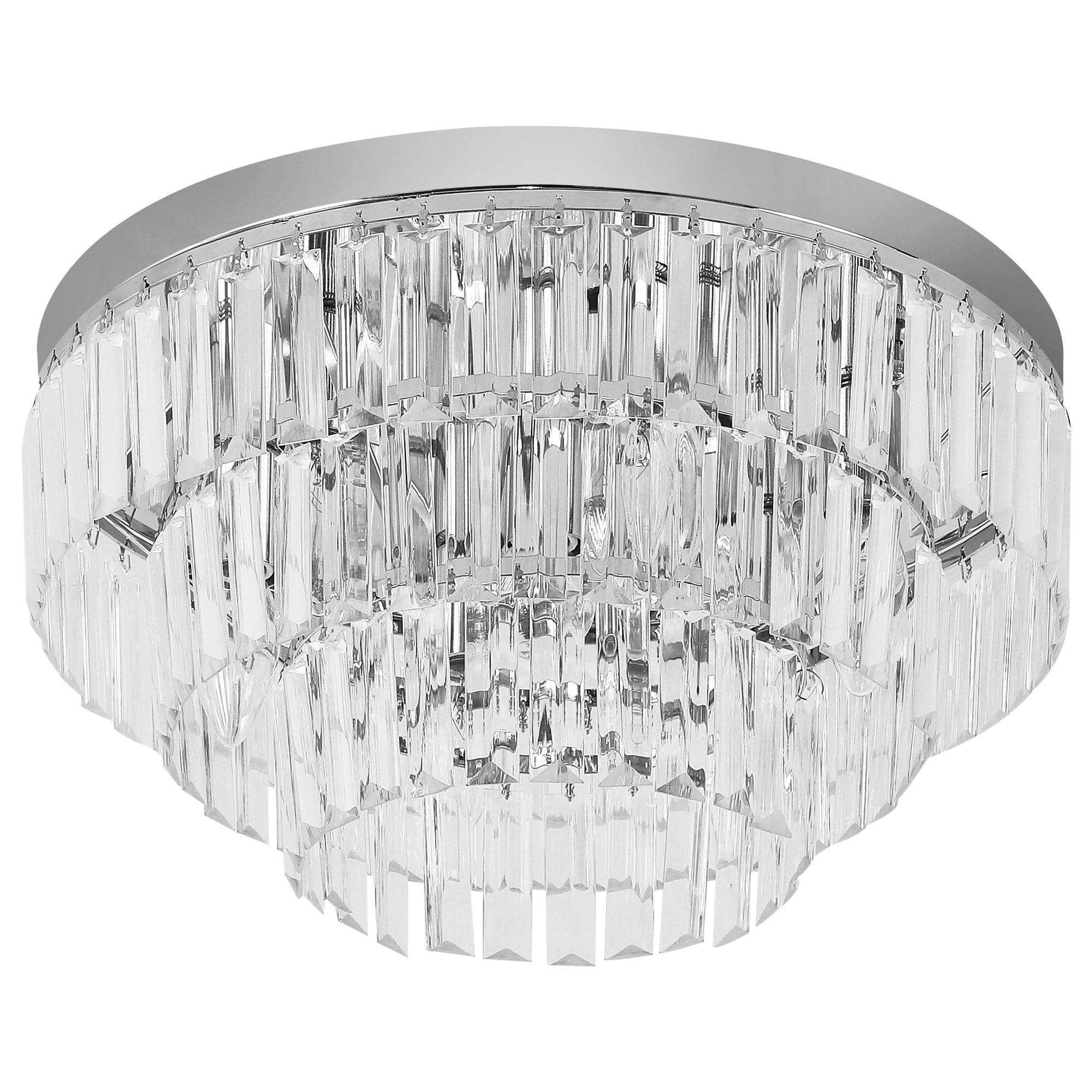 HOMCOM Round Crystal Ceiling Lamp 7 Lights Chandelier Mounted Fixture For Living Room Dining Room Hallway Modern 
