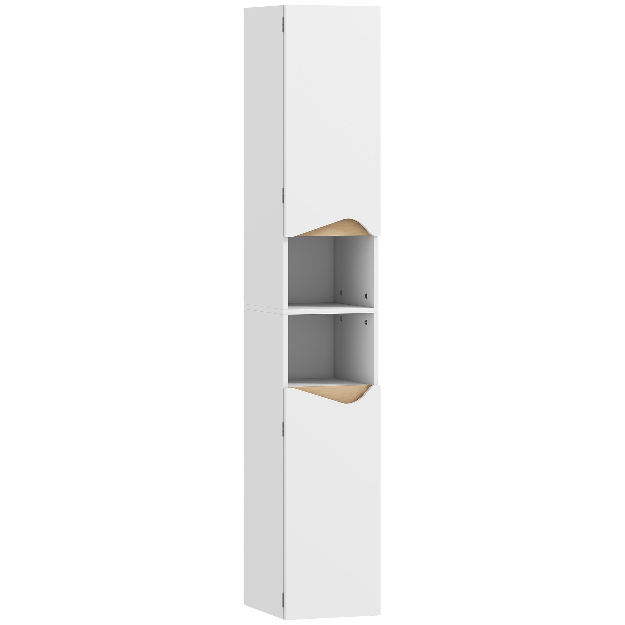 HOMCOM Tall Slim Bathroom Cabinet with 2 Doors, 2 Shelves - White 
