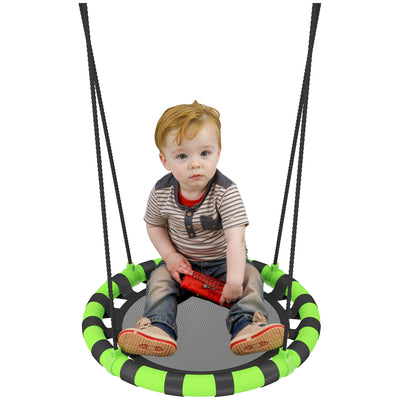 AIYAPLAY 60 cm Diameter Kid Nest Swing Seat with Height Adjustable Ropes for Outdoor Indoor, Black 