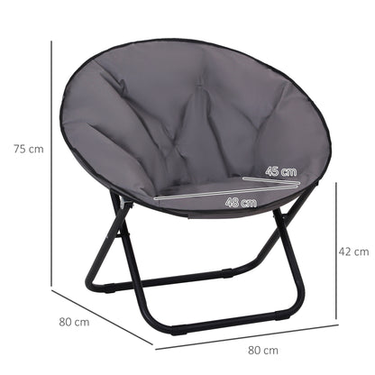 Outsunny Garden Folding Portable Padded Saucer Moon Chair Padded Round Outdoor Camping Travel Fishing Seat  Grey 