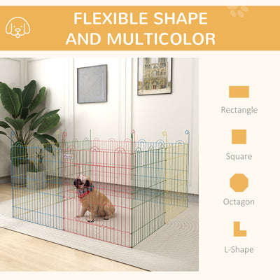 PawHut Pet Playpen Crate, with Eight Panels, Door, for Indoors and Outdoors, 60H x \'ce\'a6156cm 