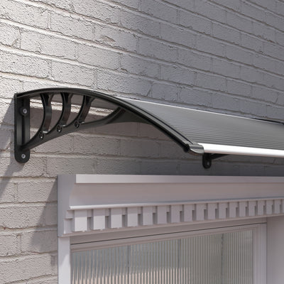 Outsunny Door Canopy Awning Outdoor Window Rain Shelter Cover for Front/Back Door Porch Black 196 x 75cm 