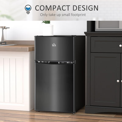 HOMCOM 88L Under Counter Fridge Freezer, Small Refrigerator with 5-Setting, 3 Star Freezer Rating, Black 