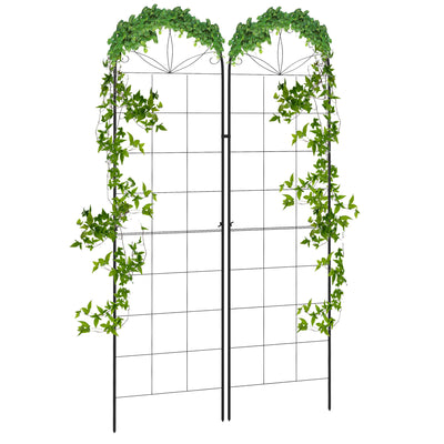 Outsunny Metal Trellis Set of 2, Garden Trellis for Climbing Plants Support Frames, Grid Design 