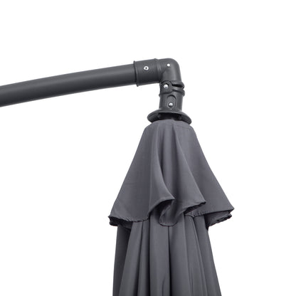 Outsunny 3(m) Garden Parasol Sun Shade Patio Banana Hanging Umbrella Cantilever with Crank Handle and Cross Base Grey 