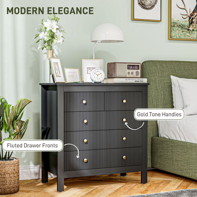 HOMCOM Elegant Chest of Five Drawers - Black 