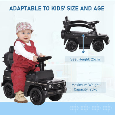 HOMCOM 3 in 1 Kids Children Ride on Push Car Toddler Sliding Car G350 Licensed Walker Foot to Floor Slider Push-Along with Horn Steering Wheel NO POWER Manual, Black 