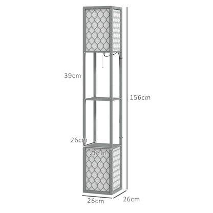 HOMCOM Floor Lamp with Shelves, Dual Light, Modern Tall Standing Lamps, with Pull Chain Switch (Bulb not Included), Light Grey 