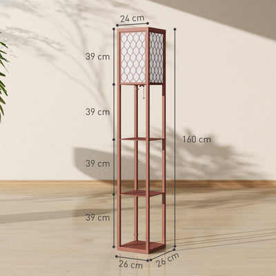 HOMCOM Three-Shelf Standing Lamp - Brown/White 