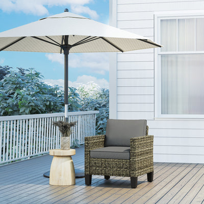Outsunny Single Rattan Armchair, with Cushions - Mixed Grey 