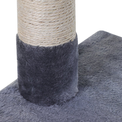 PawHut Cat Scratch Post with Bed Cat Tree for Indoor Cats Sisal Scratching Posts Hammock Kitty Activity Centre Grey 