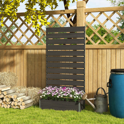 Outsunny Raised Bed for Garden, Planter with Trellis for Climbing Plants, Vines, Planter Box with Drainage Gap, Black 