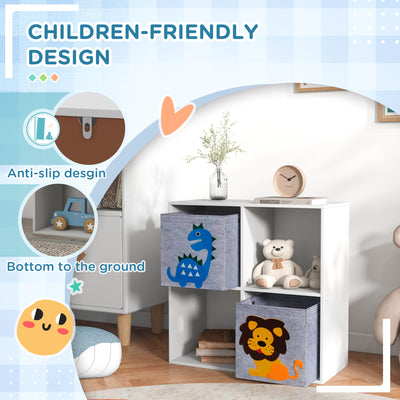 ZONEKIZ Kids Toy Box with Two Non-Woven Fabric Drawers, 61.8 x 29.9 x 61.8cm - White 