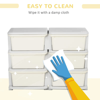HOMCOM Kids Storage Unit, with Six Drawers - Cream 