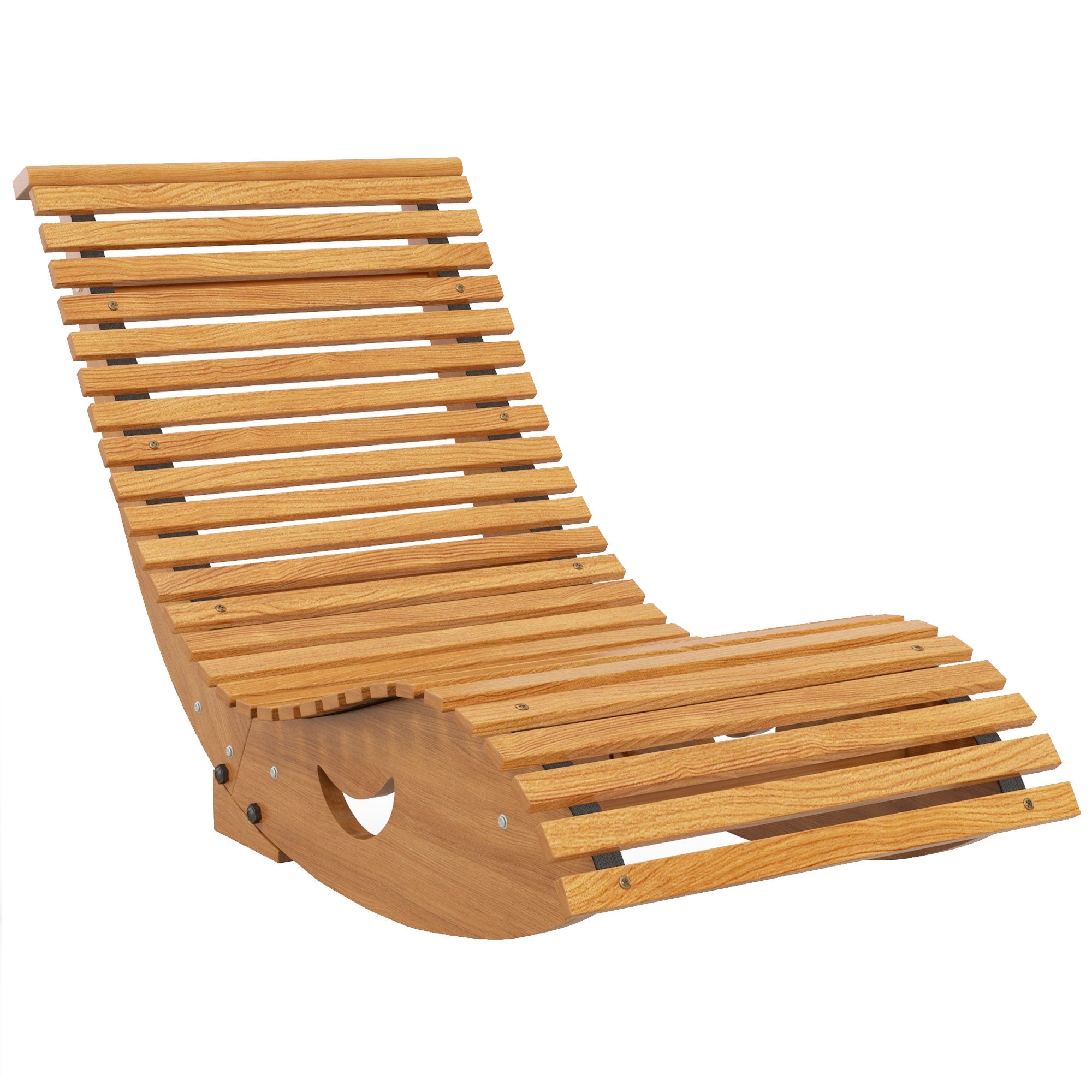Outsunny Outdoor Rocking Chair w/ Slatted Seat, Wooden Rocking Chair, 130cm x 60cm x 60cm, Teak 