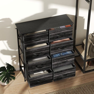 HOMCOM Chest of Eight Fabric Drawers - Black 