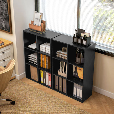 HOMCOM Six-Cube Bookcase - Black Wood Effect 
