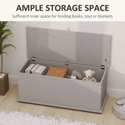 HOMCOM 113L Storage Chest, Storage Box with Flip-Top Lid and 2 Safety Hinges, Storage Trunk for Living Room, Entryway, 100 x 40 x 40 cm, Grey 
