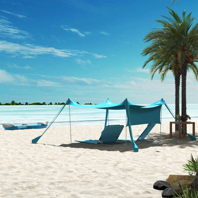 Outsunny Set of Two Metal Frame Beach Chairs, with Reclining Backs - Blue 