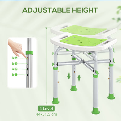HOMCOM 44-51.5cm Aluminium Frame Shower/Bath Stool - Green 