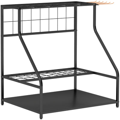 Outsunny Garden Tool Storage Rack, 3-Tier Garden Tool Rack with 11 Hooks for Long-Handled, Broom, Shovel, Rake, Holds 20 Tools