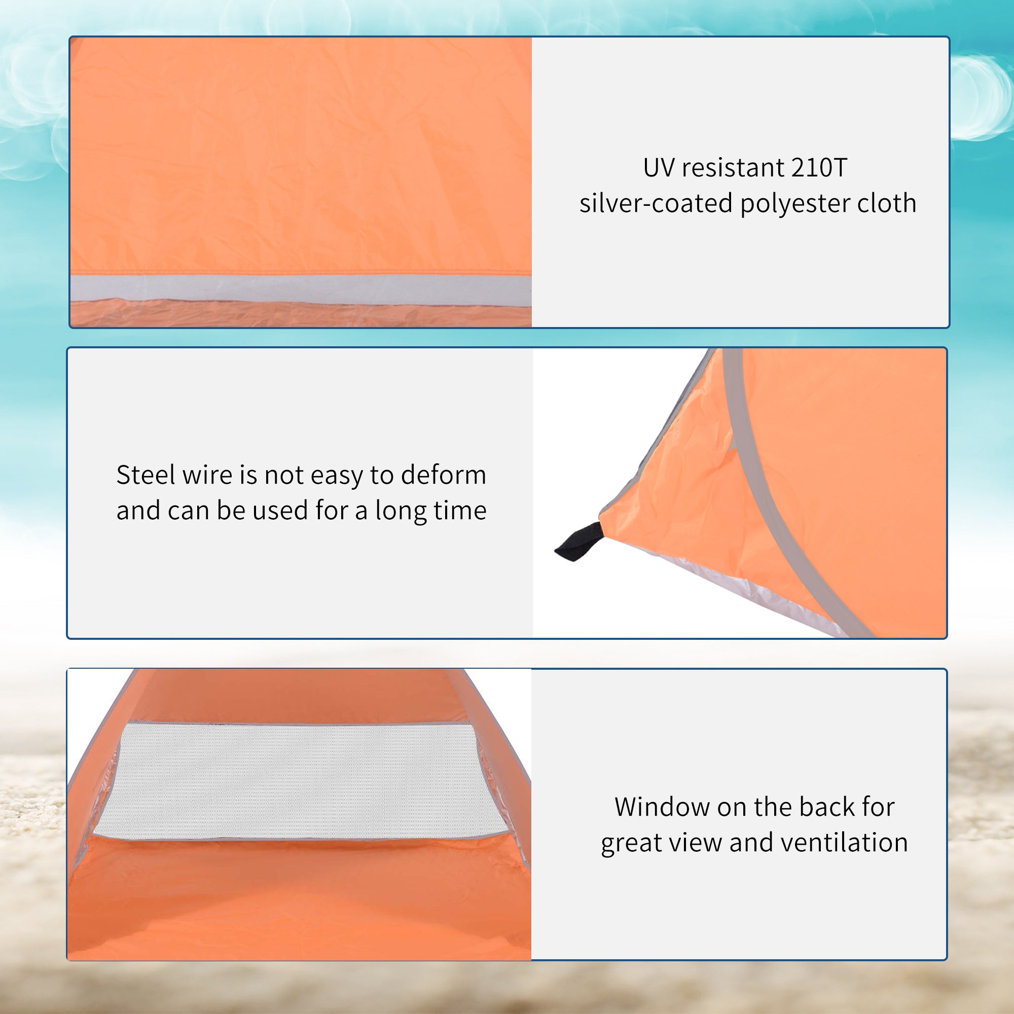 Outsunny 2 Person Pop Up UV Shelter Shade-Orange 