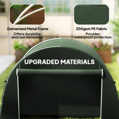 Outsunny 8 x 4 ft Garden Storage Tent, Waterproof Bike Tent with Roll-up Zipper Door and Galvanised Metal Frame, Green 