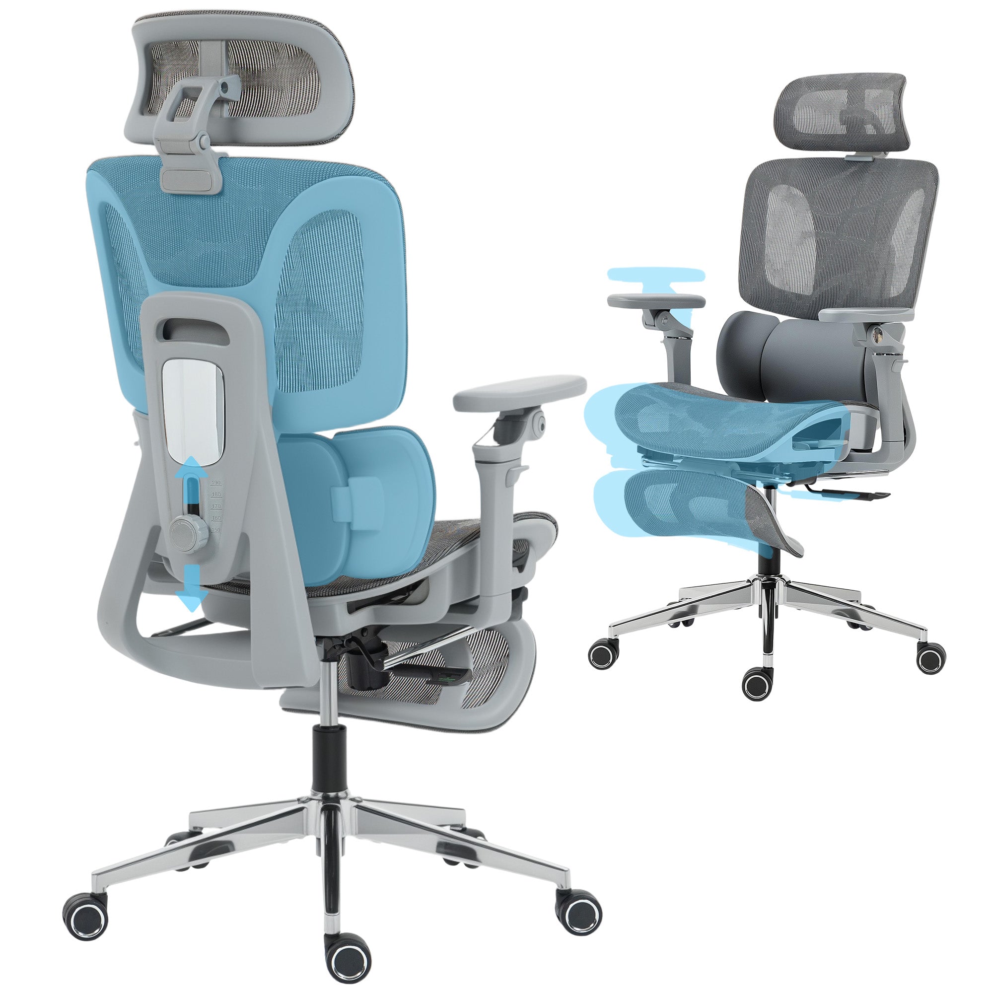 HOMCOM Ergonomic Office Chair, High Back Mesh Desk Chair, Grey 