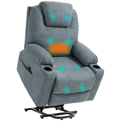 HOMCOM Lift-And-Recline Massage Armchair, with Heat - Grey 