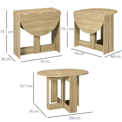 HOMCOM Space-saving Drop Leaf Table, Folding Dining Table for Small Space, Kitchen, Dining Room, Oak 