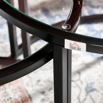 HOMCOM Two-Piece Nest of Glass-Top Coffee Tables 