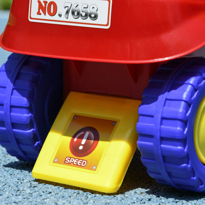 AIYAPLAY Ride On Fire Truck Foot to Floor Design with Under Seat Storage, Steering Wheel, Music, Light, for 1.5-3 Years, Red 