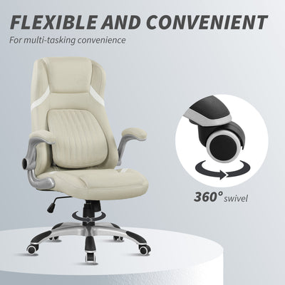 Vinsetto Linen-Look Office Chair, with Adjustable Height and Tension - Beige 