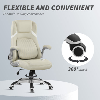 Vinsetto Linen-Look Office Chair, with Adjustable Height and Tension - Beige