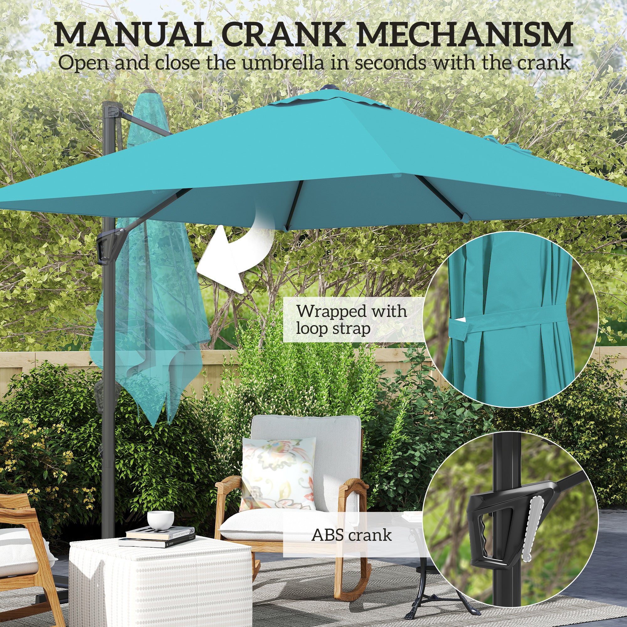 Outsunny Patio Offset Parasol Umbrella - Blue 