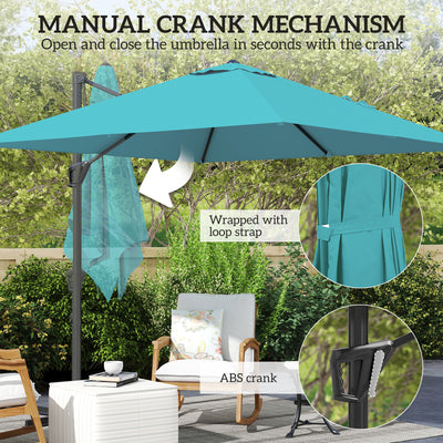 Outsunny Patio Offset Parasol Umbrella - Blue 