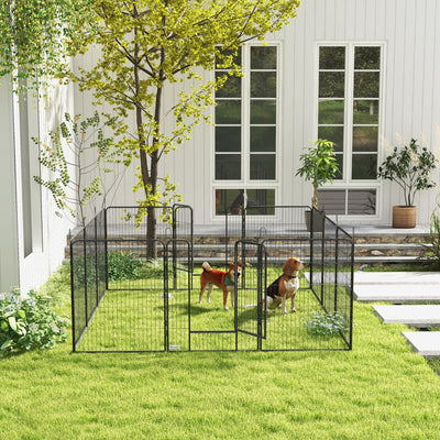 PawHut 12 Panels Heavy Duty Puppy Playpen, for Small Dogs, Indoor and Outdoor Use - Silver 