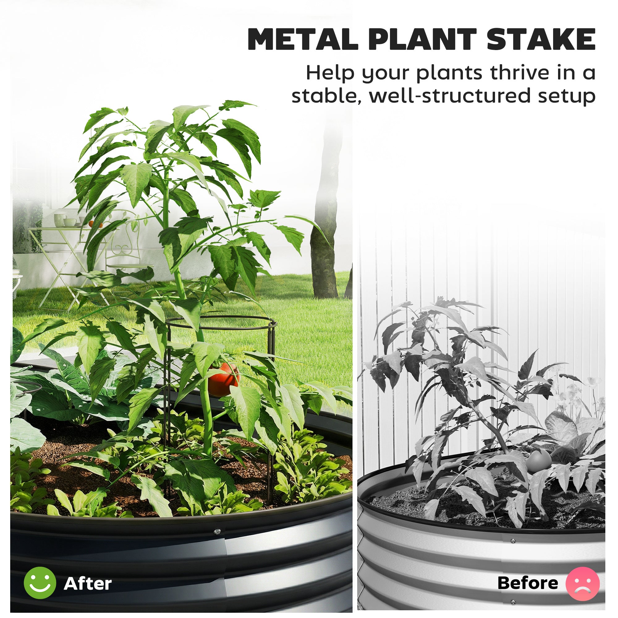Outsunny Set of Two 150 x 60cm Steel Planters - Dark Grey 