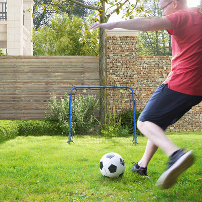 HOMCOM Adjustable Rebounder Net Kickback Target Goal for Teens Adults Training, Blue 
