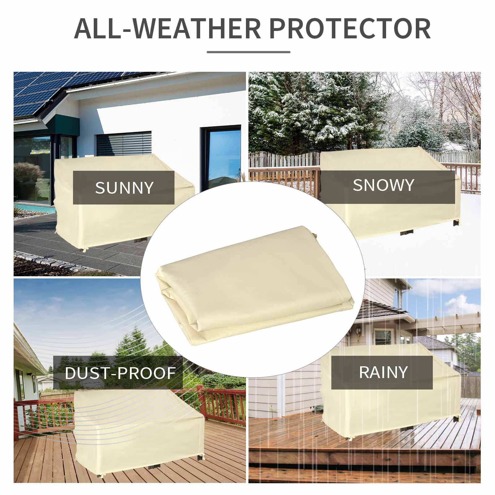 Outsunny 600D Oxford Cloth Furniture Cover, 2 Seater Sofa Protector for Garden Patio, Outdoor, Waterproof, Beige, 140L x 84W x 56/94H cm 