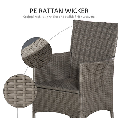 Outsunny Set of Four Rattan Armchairs, with Cushions - Grey 