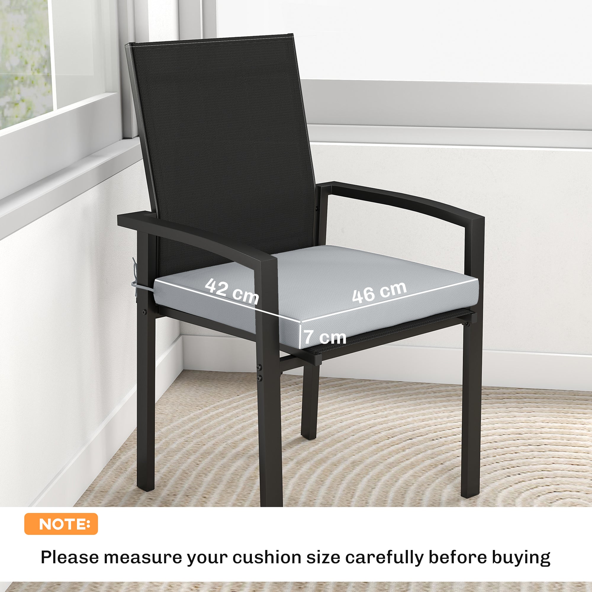 Outsunny Set of 6 Outdoor Seat Cushions with Machine Washable Cover, Water Repellent Seat Cushions Light Grey 
