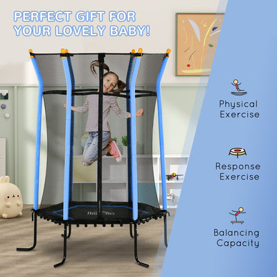 HOMCOM Kids Trampoline Mini Bouncer with Enclosure Safety Net For Ages 3-10 Years - Blue 