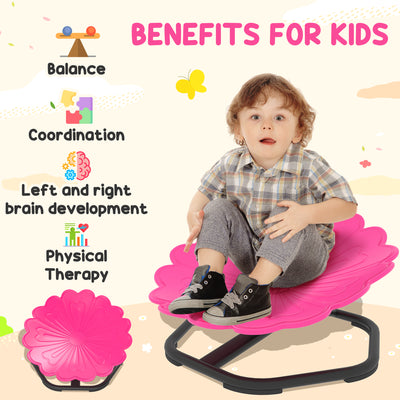 AIYAPLAY Flower-Shaped Sensory Spinning Chair with Non-Slip Base for Balance/Coordination, Pink 