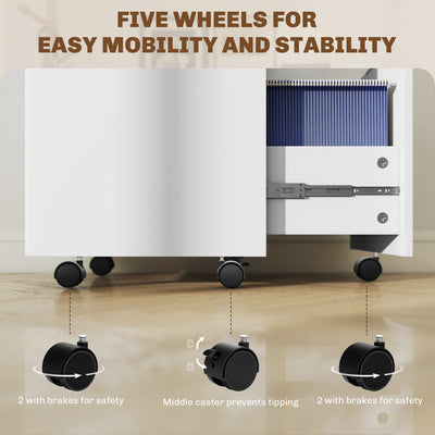 HOMCOM Two-Drawer Lockable Filing Cabinet - White 