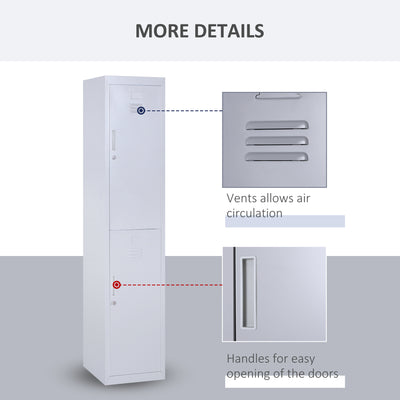 Vinsetto Locker Cabinet Storage Cold Rolled Steel w/ Shelves Vertical Cupboard Grey 38 x 46 x 180 cm 