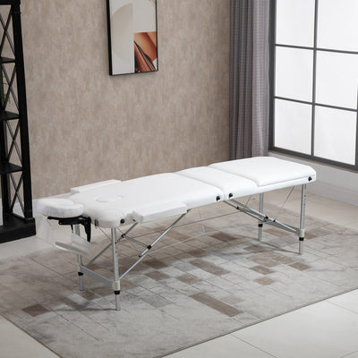 HOMCOM Foldable Massage Table Professional Salon SPA Facial Couch Bed White 