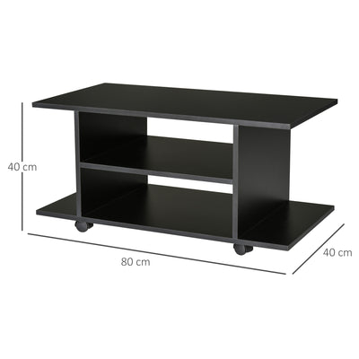 HOMCOM Modern TV Cabinet Stand Storage Shelves Table Mobile Bedroom Furniture Bookshelf Bookcase Black 